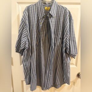 Duck Head Men's Short-Sleeve Plaid Button-Down Shirt - Blue & White